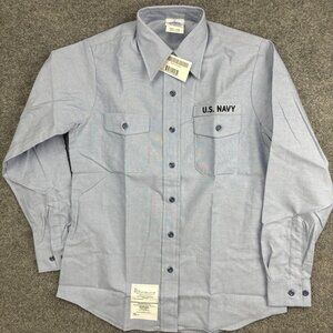 US Navy Utility Work‎ Shirt Womens 34S Blue Long Sleeve Uniform DSCP Quarterdeck